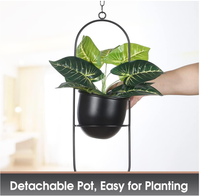 Support de plante de pot de fleur enduit de poudre de planteur suspendu de plafond de mur en métal du milieu du siècle pour la maison ou le jardin