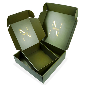 Boîte de papier cosmétique vert mat, boîte de papier avec Logo imprimé des deux côtés, feuille <span class=keywords><strong>d</strong></span>'<span class=keywords><strong>or</strong></span> - Product Image 1