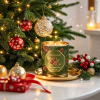 A07D Bougies parfumées en cire de soja dans un bocal en verre électro-plaqué, décoration de Noël de luxe à étiquette privée, comme cadeau