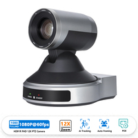 Kamera PTZ Sudut Lebar 12X 1080P 60fps AI Pelacakan Otomatis Kamera Konferensi Video untuk Ruang Rapat Siaran Langsung PoE Langsung dari Pabrik