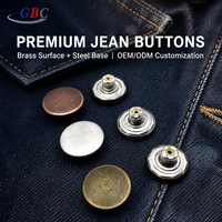 Kancing Celana Jeans Kuningan Berkualitas Tinggi 17mm Bahan Premium Warna Pelapis Dapat Dicuci untuk Jaket & Denim