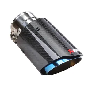 Car 63mm caliber real carbon fiber muffler 2.5 inch caliber glossy carbon fiber car rear exhaust pipe tail muffler tip