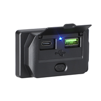 Chargeur de voiture double USB-C étanche avec bouton d'alimentation et cache anti-poussière, 12V/24V, port de charge universel pour véhicule, vente en gros d'usine