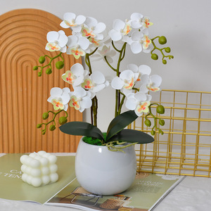 Orchidée Phalaenopsis artificielle Laixing, fleur en soie en pot, 36 cm, décoration réaliste pour salon, table basse - Product Image 4