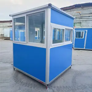 China Prefab Flat Roof Sentry Booth For Insulated Public Outdoor Modern Container House Guard House Security