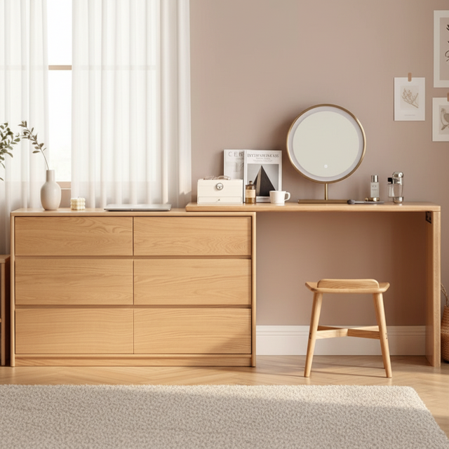 North American Nordic Vintage Dresser Cabinet Integrated Bedroom Storage Makeup Table