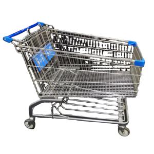 2025 El mejor carrito de compras de comestibles 270L Carrito de supermercado a la venta Supermercado de <span class=keywords><strong>metal</strong></span> de cuatro ruedas Precio de carrito de compras usado - Product Image 1