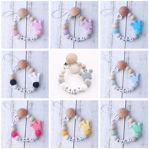 Cadenas de silicona para chupetes de bebé con clip, diseño de luna, personalizables con nombre, para niños, sets de productos <span class=keywords><strong>2022</strong></span>, cadena de chupete DIY - Product Image 2