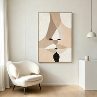 Peinture à l'huile sur toile abstraite géométrique texturée faite à la main, cadre personnalisé, décoration murale moderne pour salon