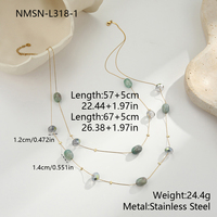 Collier long en chaîne épaisse en acier inoxydable plaqué or, pierres précieuses naturelles, cristal, perles, superposé, pour femmes