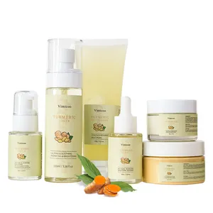 Nuovo Set per la cura della pelle del viso Anti-Acne per il viso Set per la cura della pelle del viso alla curcuma con etichetta privata di erbe organiche naturali al 100%