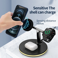 Chargeur sans fil électrique 3-en-1 en gros pour montre, magnétique puissant et réglable pour iPhone 17, support de chargeur de bureau pour écouteurs, veilleuse