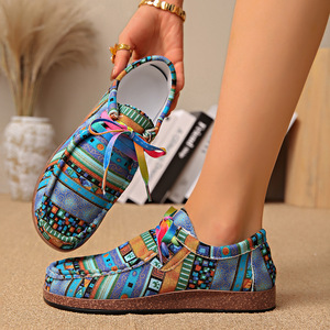 ฤดูร้อนใหม่รองเท้าผ้าใบลายกราฟฟิตี้ลำลองขนาดใหญ่พื้นเรียบแบบผูกเชือกด้านหน้าสีสันสดใสสำหรับผู้หญิง 43 - Product Image 2