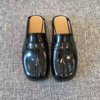 Nouveaux Mocassins Tabi en Cuir Véritable et Daim pour Hommes et Femmes, Chaussures Plates à Enfiler pour le Bureau, Hiver Automne, Semelle en Caoutchouc