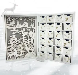 Calendario di natale creativo in legno scatole dell'avvento 24 ornamenti per il conto alla rovescia cassetto per caramelle regalo per bambini