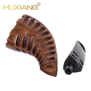 Muxiang Briar Wood Smoking Pipe Hollowed-out Horn Shape With Tamper Base Free Type Tobacco Pipe Gift - Product Image 4