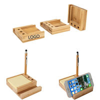 Ensemble de notes adhésives avec logo personnalisé, multifonctionnel, support de rangement de bureau dédié, porte-stylo et notes adhésives, ensemble cadeau avec porte-stylo en bois