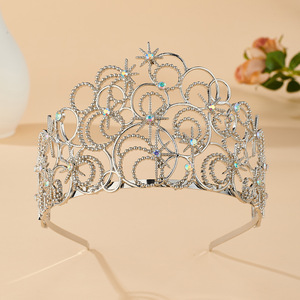 Corona di Lusso da 2,76 Pollici di Altezza con Motivo della Dea del Sole, Accessorio per Capelli da Sposa, Corona per Concorsi di Bellezza - Product Image 2