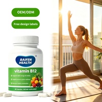 Cápsulas de Ácido Fólico, Vitamina B12 y B6 de Marca Privada OEM/ODM para la Salud Sanguínea y el Crecimiento Celular en Adultos, Sin Gluten, Natural
