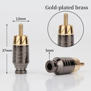RASANTEK Connecteur audio <span class=keywords><strong>RCA</strong></span> plaqué or 5mm mâle <span class=keywords><strong>Double</strong></span> Lotus Wire Connectors Audio Video <span class=keywords><strong>RCA</strong></span> Male Connector for <span class=keywords><strong>RCA</strong></span> Cable - Product Image 2