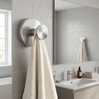 Crochet adhésif mural en acier inoxydable ultra-résistant à ventouse, simple, pour manteaux, chapeaux, peignoirs – Style moderne et minimaliste pour salle de bain
