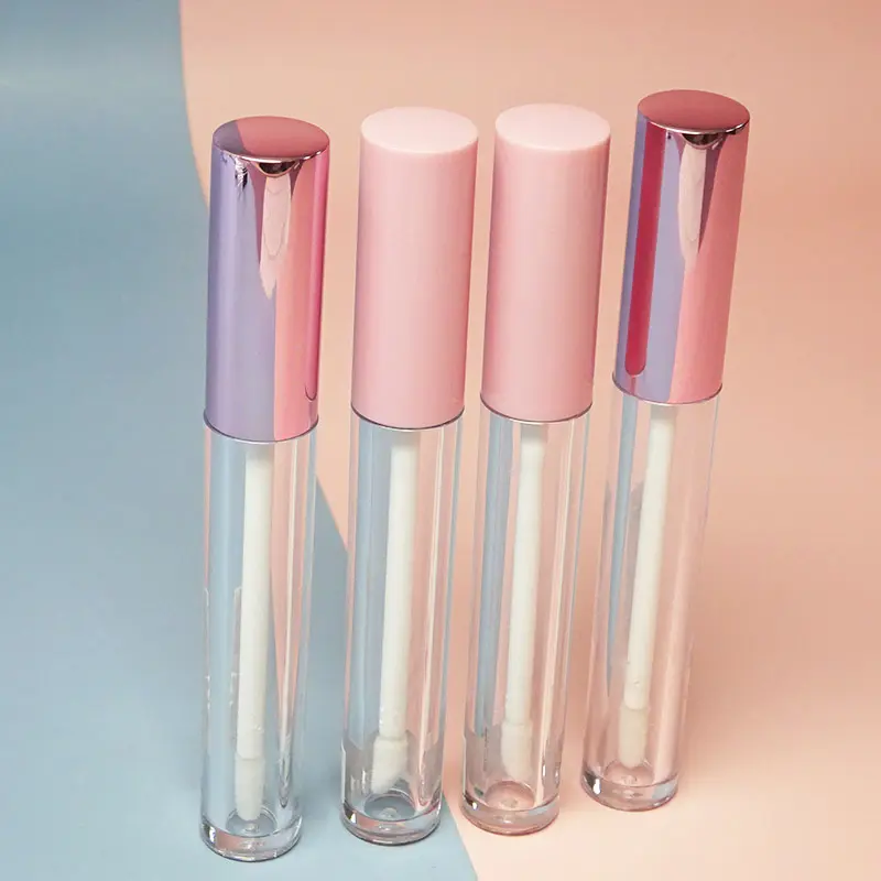 3.5ml lipgloss packaging aluminum cap round cylinder lip gloss tube with wand lipquid stick bottle