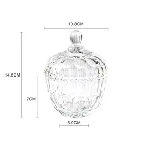 OEM Factory großhandel Star Diamond Candle Dish Small Decorative Glass Jar mit Lid Clear Glass kerze Jar