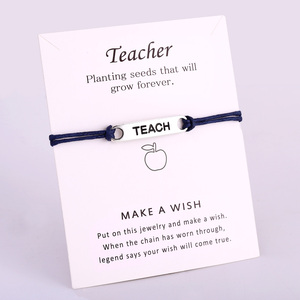 Il braccialetto del regalo del giorno dell'insegnante del produttore insegna il fascino della mela fa un braccialetto della carta dei desideri per l'insegnante - Product Image 3