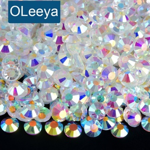 Oleeya SS10 1440 pièces Strass en verre à dos plat non thermocollants, couleur argent, très demandés, pour la décoration DIY des ongles - Product Image 1