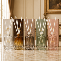Bouteille diffuseur à roseaux en verre ambré écologique de 150 ml avec couvercle en bois, flacon vide rond pour huiles essentielles et parfums d'ambiance