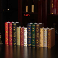 Ensemble de faux livres décoratifs en papier, style zen chinois asiatique, livres à feuille d'or, ornement d'étagère, accessoire de décoration intérieure, vintage, vente en gros