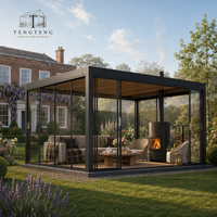 Pergola bioclimatique motorisée écologique en alliage d'aluminium imperméable avec toit à lames orientables et structure thermolaquée pour l'extérieur