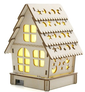 2024 <span class=keywords><strong>cabaña</strong></span> luminosa (estilo ciervo de esquina de ventana redonda) niños DIY juguetes ensamblados hechos a mano adornos de decoración de regalo de Navidad - Product Image 1