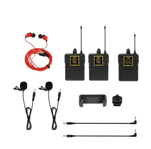 Yeterli stok ses UHF kablosuz yaka mikrofonu 30 seçilebilir kanal 50m aralığı DSLR kamera röportaj canlı kayıt için