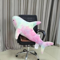 Peluche requin Ah Wu colorée de 60 cm, coussin de chaise en coton, jouet en tissu, poupée de simulation, poupée de couchage, coussin de canapé