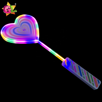 Bâton lumineux LED néon en forme de cœur avec poignée arc-en-ciel, motif unilatéral, jouet clignotant en plastique pour enfants