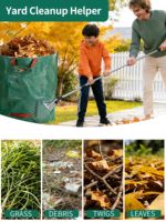 Sacs à feuilles de jardin réutilisables très résistants, lot de 3, sacs à déchets de jardin de 72 gallons avec poignées de transport renforcées pour le jardinage