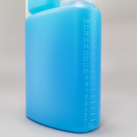 Bouteille en plastique HDPE plate à double compartiment de 20 oz (600 ml) avec bouchon à vis pour détergent liquide, whisky, brandy, tequila, sérigraphiée