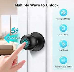 Kunci Pintu Pintar Tuya Eropa yang Dapat Disesuaikan, Bahan Aluminium Alloy, Tombol Pintar, Baterai Isi Ulang, untuk Pembukaan Kunci Sidik Jari Cloud untuk Airbnb - Product Image 5