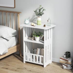 Modern Minimalist Nightstand White Wood <b>Storage</b> Cabinet Bedroom <b>Side</b> <b>Table</b> 32x22x40cm - Product Image 1