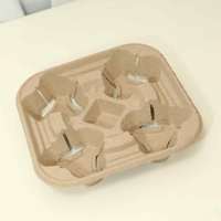 Porte-gobelets écologique et biodégradable en pulpe recyclée pour 2 et 4 gobelets – Support durable pour café et boissons