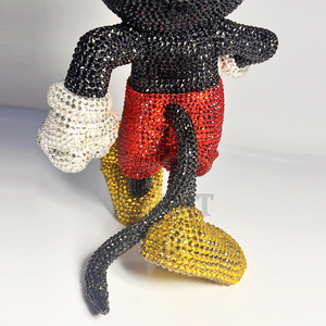 Nueva moda Stick Rhinestone dibujos animados Mickey pasta cristal diamante estatua resina artesanía escultura hogar galería Decoración - Product Image 6