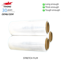 Film étirable en rouleau jumbo YIHONG LLDPE 20 microns 500 mm 50 kg imprimé transparent PE pour palettes, résistant à l'humidité, usage industriel