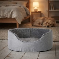 Coussin ovale pour chien avec rebord haut, en polyester doux, lavable, rembourrage en polypropylène, tapis de couchage