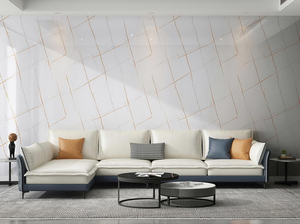 Adesivo Murale e Carta da Parati in Marmo Bianco Naturale con Venature Dorate, Materiale Premium in PET e PVC Impermeabile, Design Moderno - Product Image 3