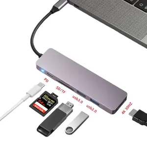 多機能USB3.1からHDTV6 in1 type-cからhdtv 4k HUBPD充電器ドッキングステーションUSB3.0HUB (デスクトップPCおよびラップトップ用)