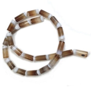 24pcs/lot Natural Stone Brown White <strong>Beads</strong> Cylindrical Stripe <strong>Agates</strong> <strong>Beads</strong> for Making DIY Jewelry Pendant Necklace Size 8x20mm - Product Image 4