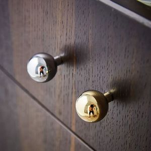 Modern Luxury Solid Brass Ball Handle <strong>Knob</strong> Drawer Cabinet <strong>Door</strong> Golden Single Hole Pull <strong>Knob</strong> - Product Image 5