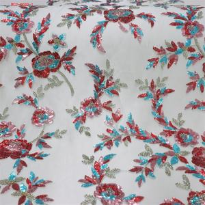 Tela Bordada con Cuentas Multicolor, Tela Bordada con <span class=keywords><strong>Chaquiras</strong></span> Multicolor para Traje Tipico de Guatemala - Product Image 1