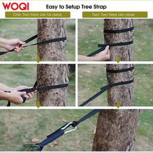 เปลญวนสำหรับผู้ใหญ่ WOQI สำหรับตั้งแคมป์กลางแจ้ง ทำจากไนลอนทนทาน พร้อมมุ้งกันยุงปรับได้ วัสดุพาราชูทแบบพกพา สำหรับใช้ในสวน - Product Image 6